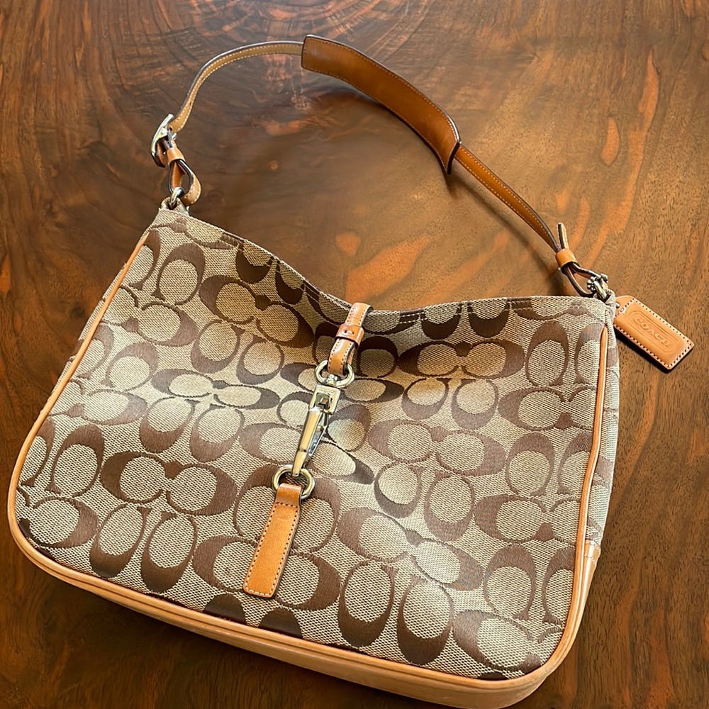 Coach Signature Canvas with Leather trim shoulder bag